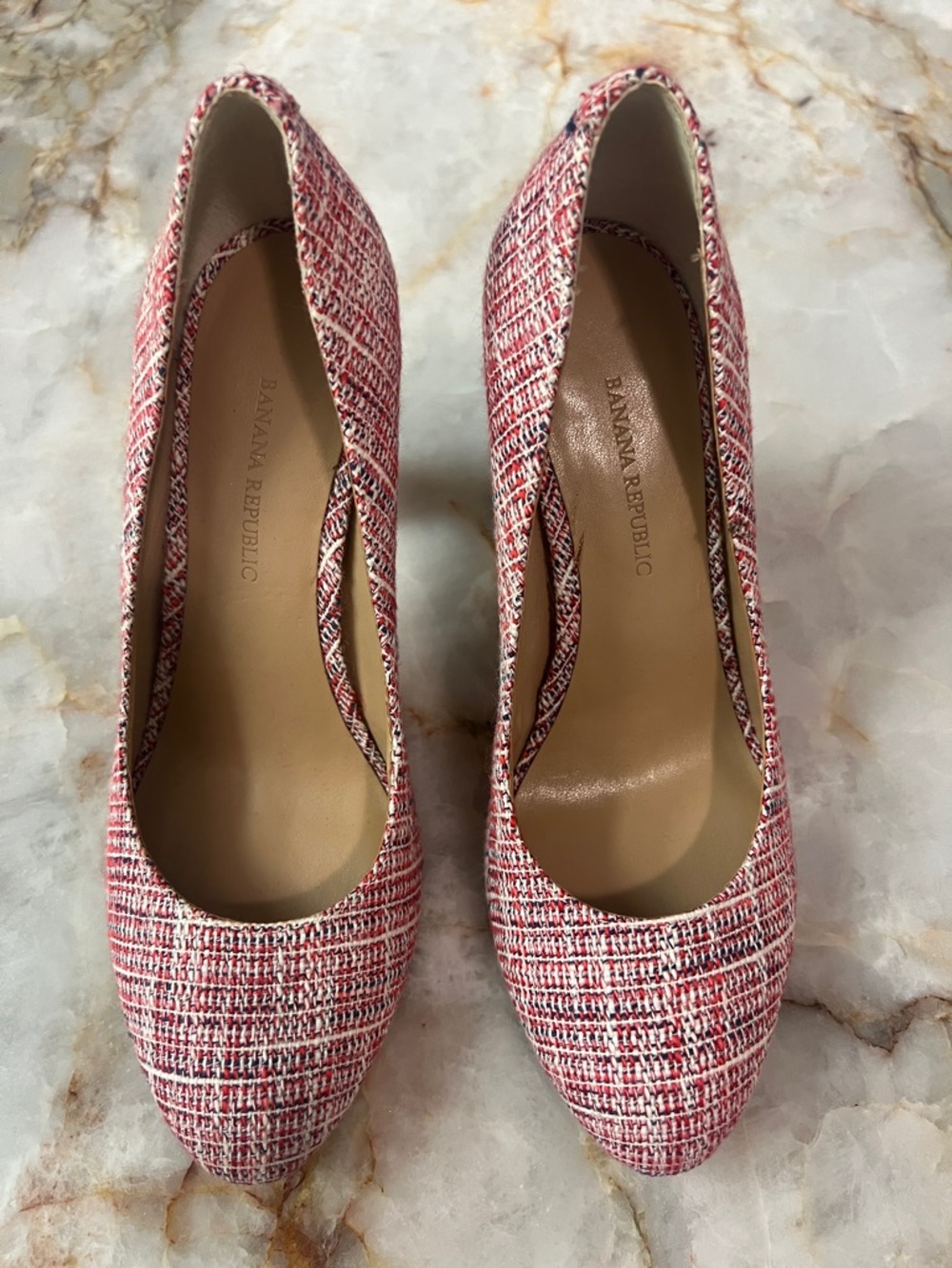 Banana Republic Red-Pink Tweed Pointed-Toe Pumps